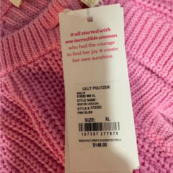 Lilly Pulitzer Bristow Ribbed Cardigan & Matching Tank Set In Pink Bliss NWT XL - Picture 15 of 16
